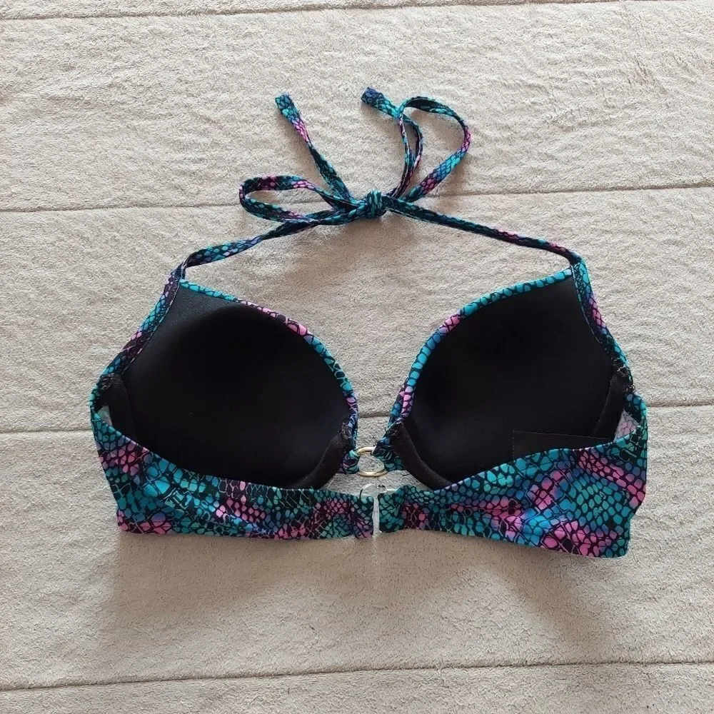 Smart & Sexy Swim Snake Print Swimsuit Halter 34C